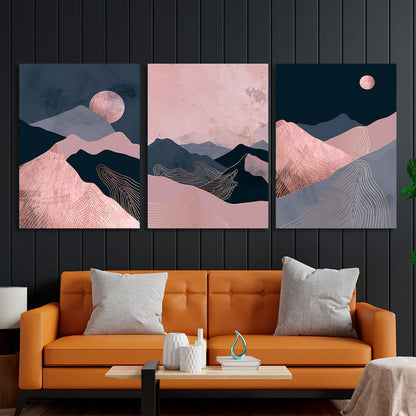 Modular pink and blue Multi Panel Canvas Wall Art Print