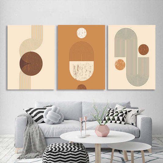 Modular beige and brown figures Multi Panel Canvas Wall Art Print