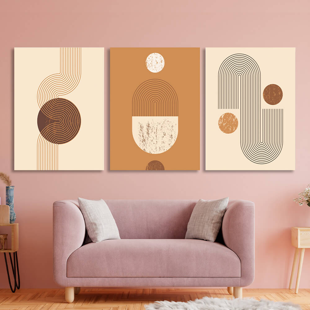 Modular beige and brown figures Multi Panel Canvas Wall Art Print