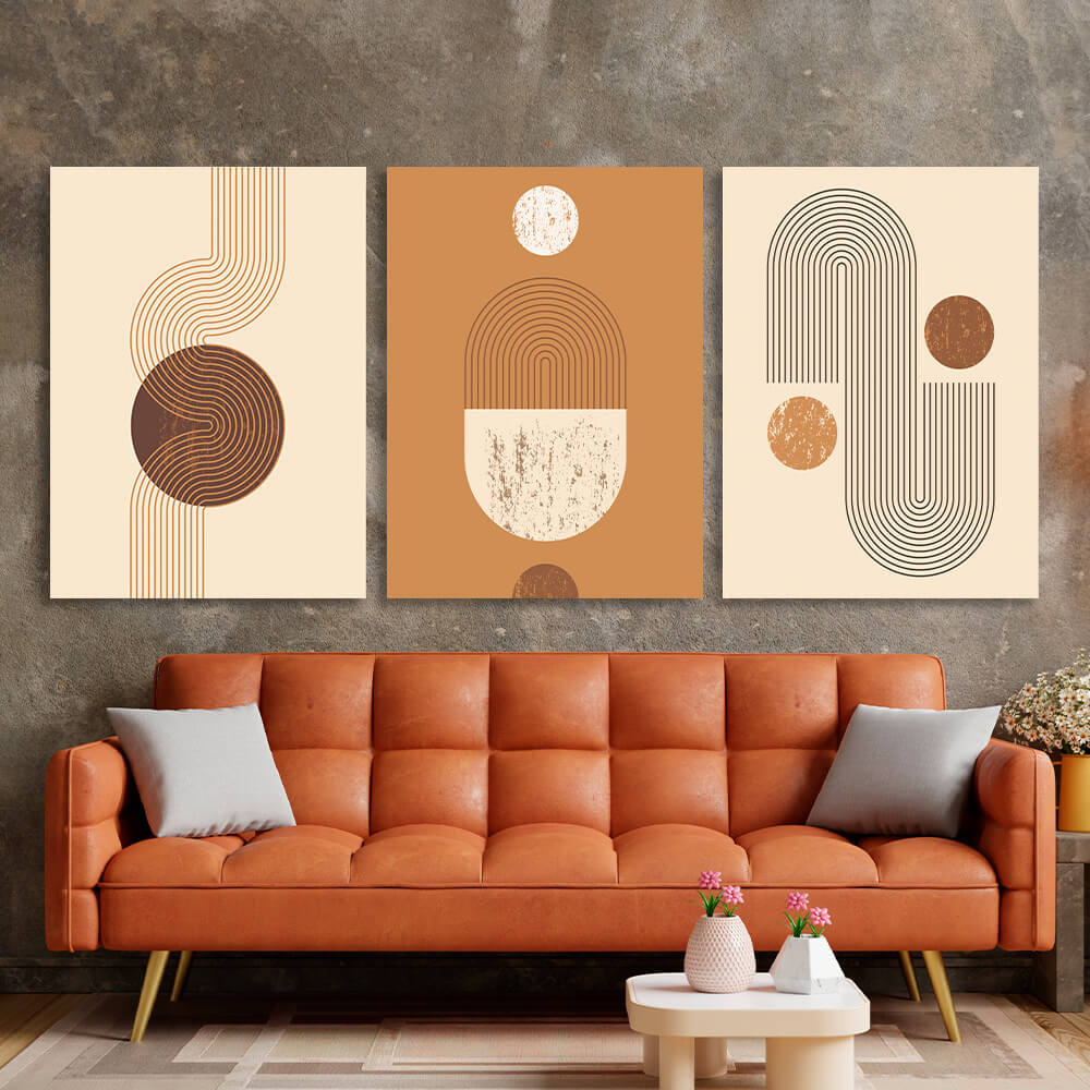 Modular beige and brown figures Multi Panel Canvas Wall Art Print