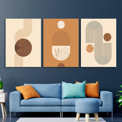 Modular beige and brown figures Multi Panel Canvas Wall Art Print