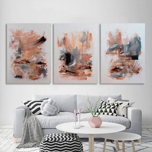 Modular abstract in beige shades Multi Panel Canvas Wall Art Print