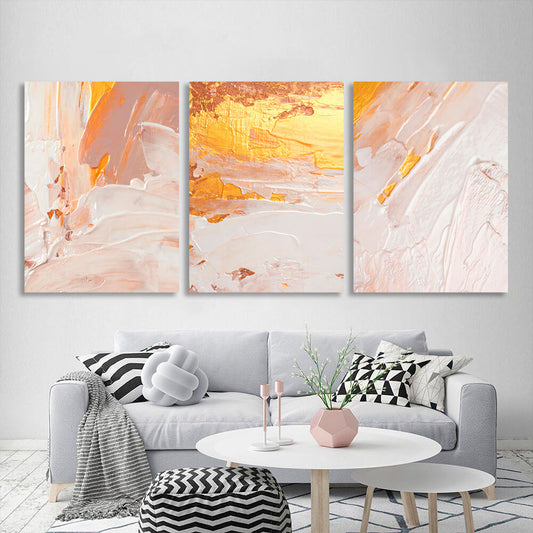 Modular powder colors with gold elements Multi Panel Canvas Wall Art Print