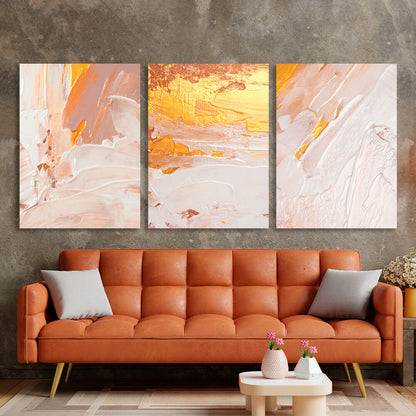 Modular powder colors with gold elements Multi Panel Canvas Wall Art Print