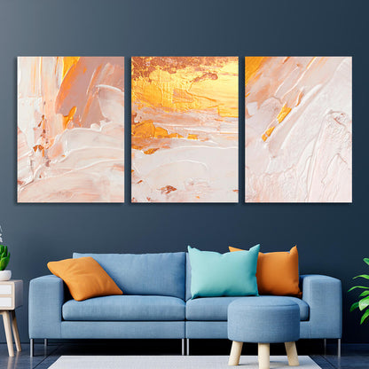 Modular powder colors with gold elements Multi Panel Canvas Wall Art Print