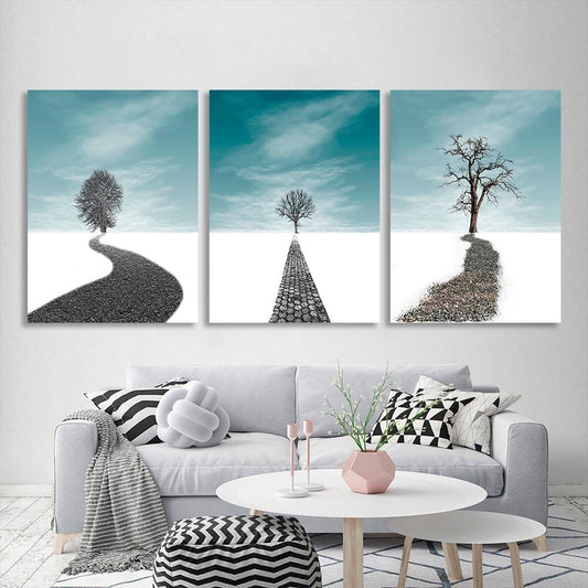 Modular path and trees Multi Panel Canvas Wall Art Print