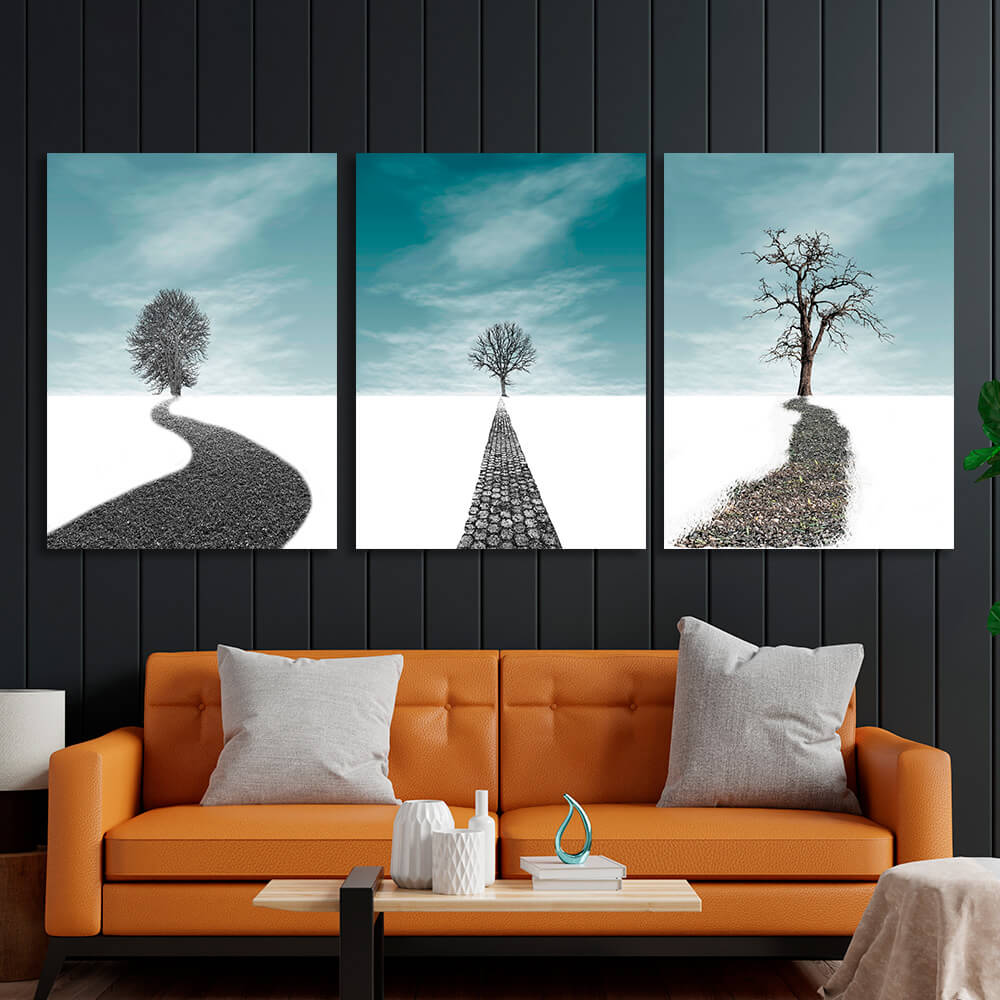 Modular path and trees Multi Panel Canvas Wall Art Print