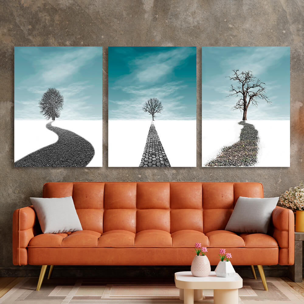 Modular path and trees Multi Panel Canvas Wall Art Print