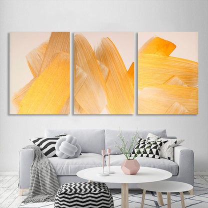 Modular gold strokes on a beige background Multi Panel Canvas Wall Art Print