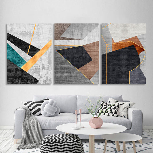 Modular gray-black abstract with the addition of different colors Multi Panel Canvas Wall Art Print