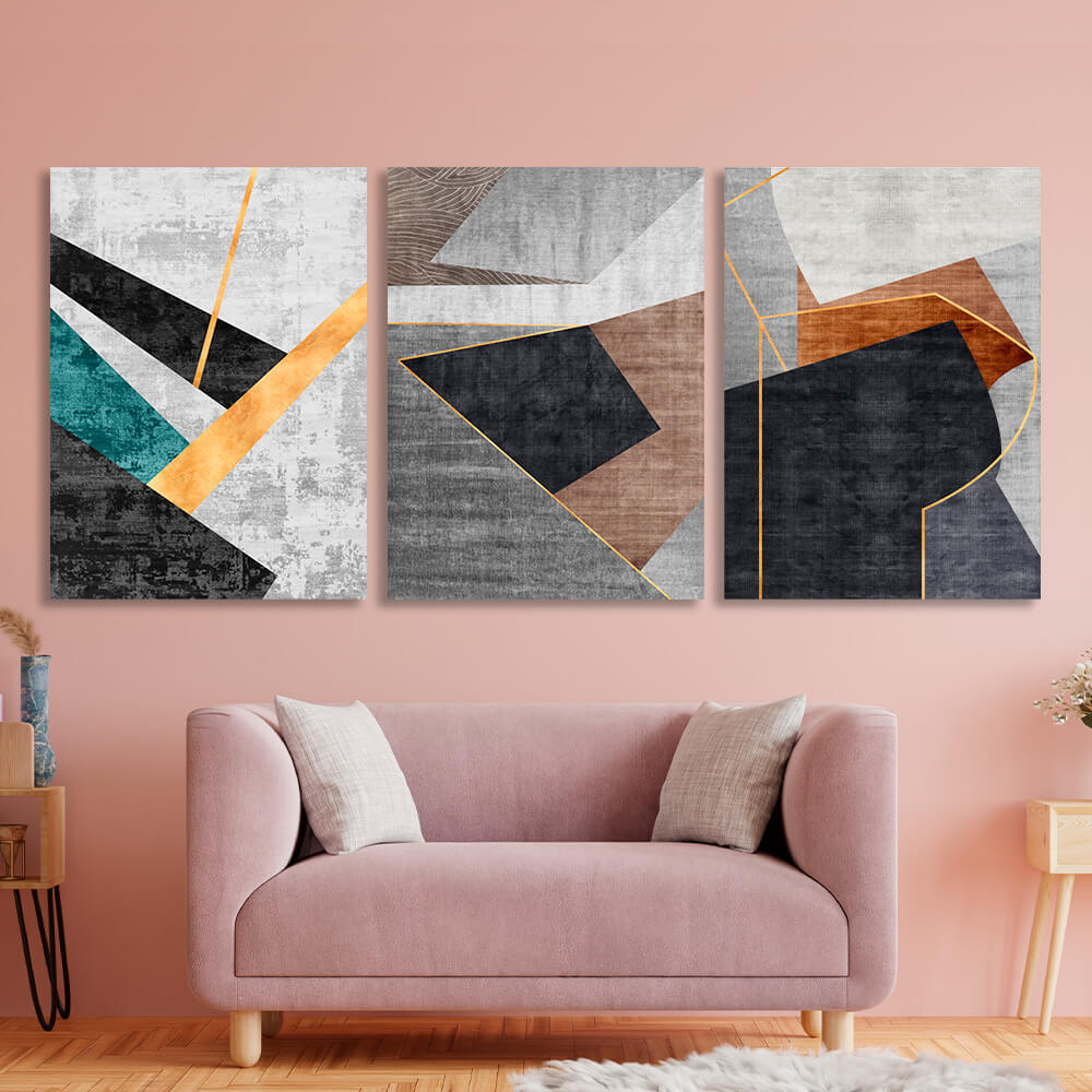 Modular gray-black abstract with the addition of different colors Multi Panel Canvas Wall Art Print