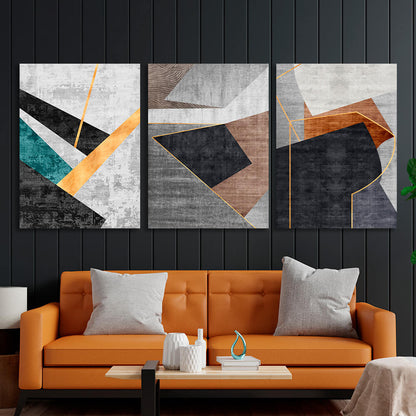 Modular gray-black abstract with the addition of different colors Multi Panel Canvas Wall Art Print