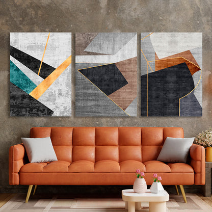 Modular gray-black abstract with the addition of different colors Multi Panel Canvas Wall Art Print