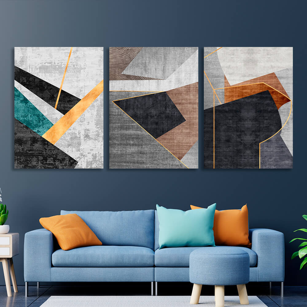 Modular gray-black abstract with the addition of different colors Multi Panel Canvas Wall Art Print