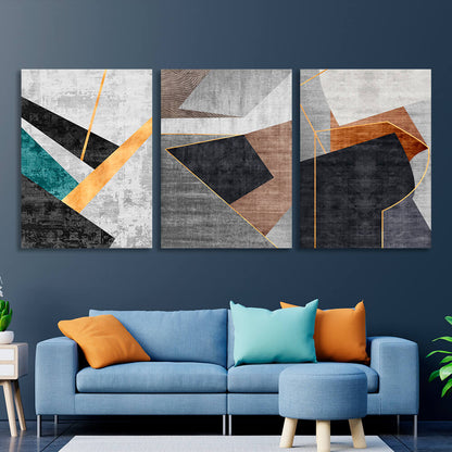 Modular gray-black abstract with the addition of different colors Multi Panel Canvas Wall Art Print