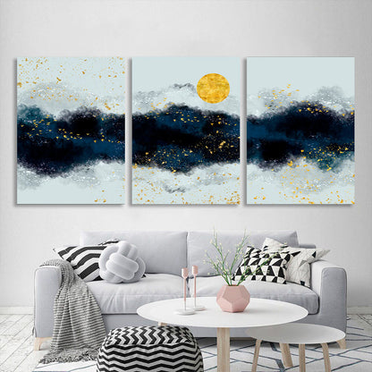 Modular three-piece gray-blue abstract Multi Panel Canvas Wall Art Print