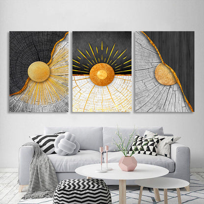 Modular black and gray wood with gold elements Multi Panel Canvas Wall Art Print