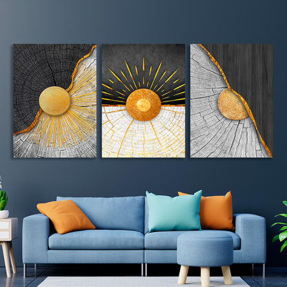 Modular black and gray wood with gold elements Multi Panel Canvas Wall Art Print