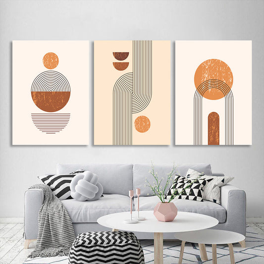 Modular beige and mustard figures Multi Panel Canvas Wall Art Print