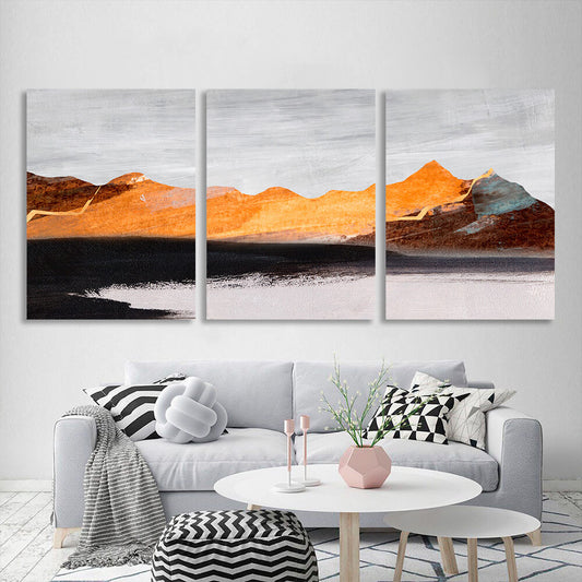 Modular orange-gray abstract Multi Panel Canvas Wall Art Print