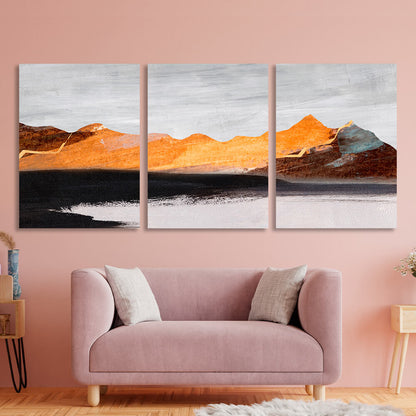 Modular orange-gray abstract Multi Panel Canvas Wall Art Print