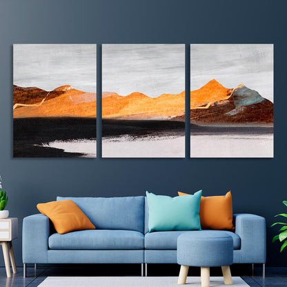 Modular orange-gray abstract Multi Panel Canvas Wall Art Print