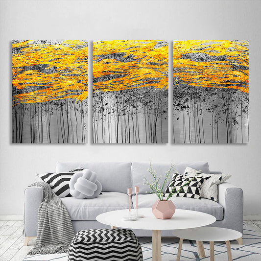 Modular gold abstract with gray tones Multi Panel Canvas Wall Art Print