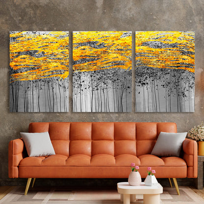 Modular gold abstract with gray tones Multi Panel Canvas Wall Art Print