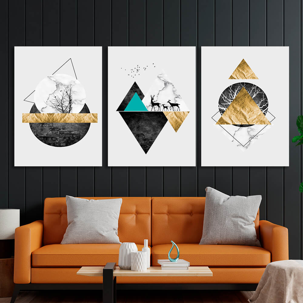 Modular multicolor geometric abstraction Multi Panel Canvas Wall Art Print