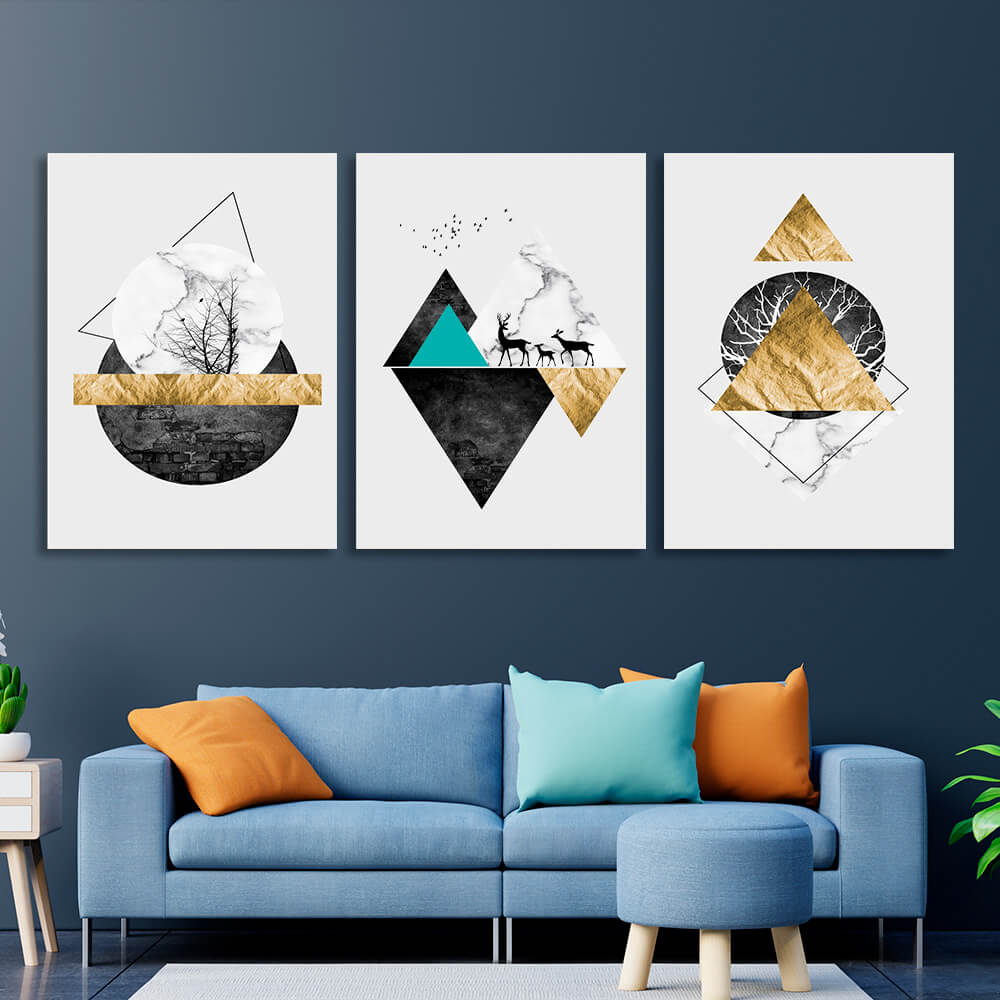 Modular multicolor geometric abstraction Multi Panel Canvas Wall Art Print