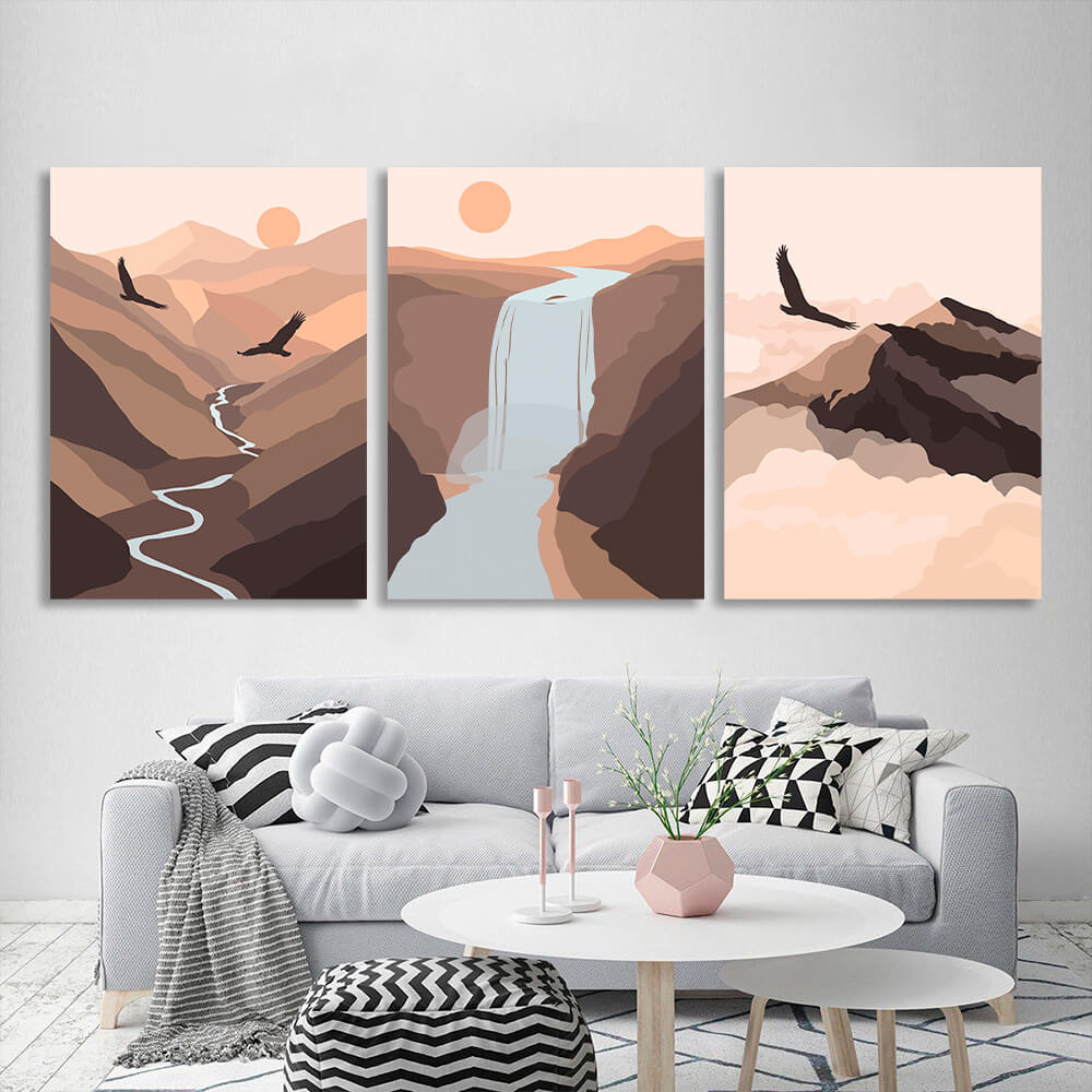 Modular mountain abstraction Multi Panel Canvas Wall Art Print