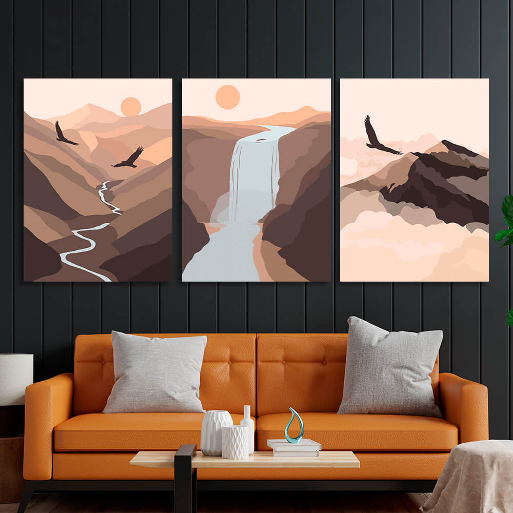 Modular mountain abstraction Multi Panel Canvas Wall Art Print