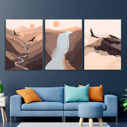 Modular mountain abstraction Multi Panel Canvas Wall Art Print