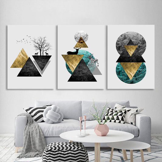 Modular abstract on white background with geometric shapes Multi Panel Canvas Wall Art Print