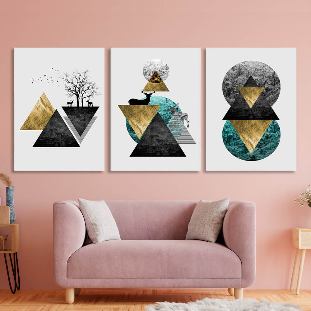 Modular abstract on white background with geometric shapes Multi Panel Canvas Wall Art Print