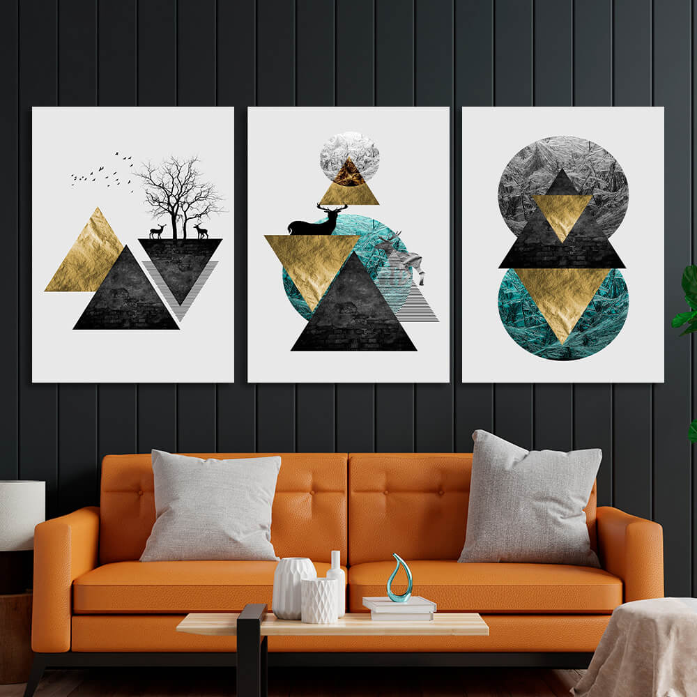 Modular abstract on white background with geometric shapes Multi Panel Canvas Wall Art Print