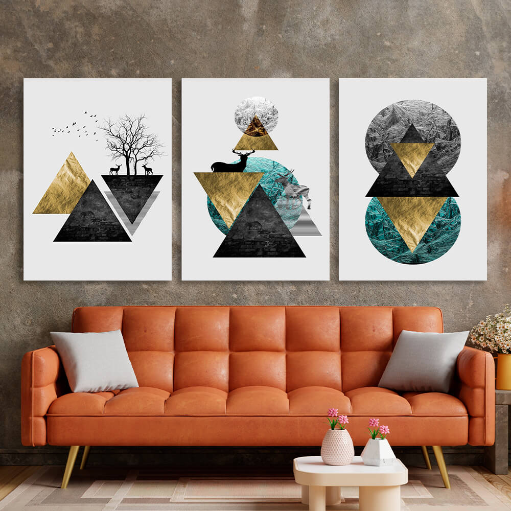 Modular abstract on white background with geometric shapes Multi Panel Canvas Wall Art Print