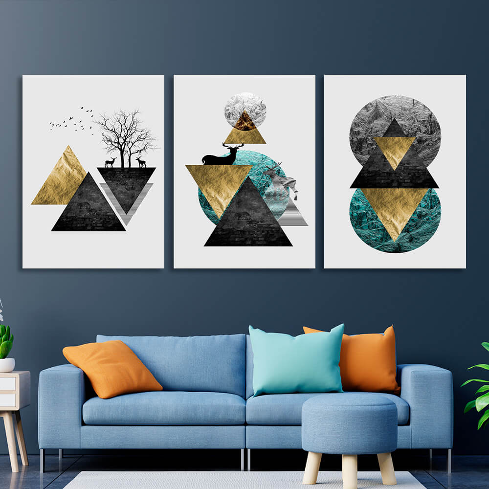 Modular abstract on white background with geometric shapes Multi Panel Canvas Wall Art Print