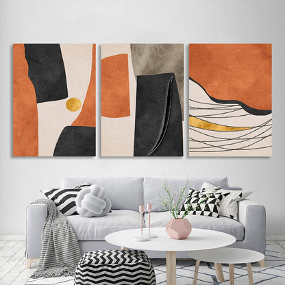 Modular abstract with a distinct orange color Multi Panel Canvas Wall Art Print