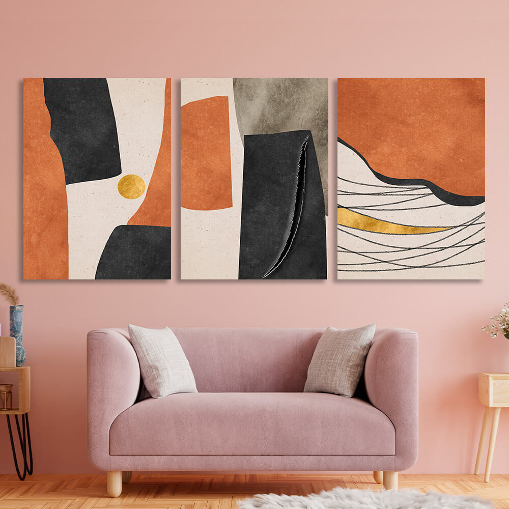 Modular abstract with a distinct orange color Multi Panel Canvas Wall Art Print