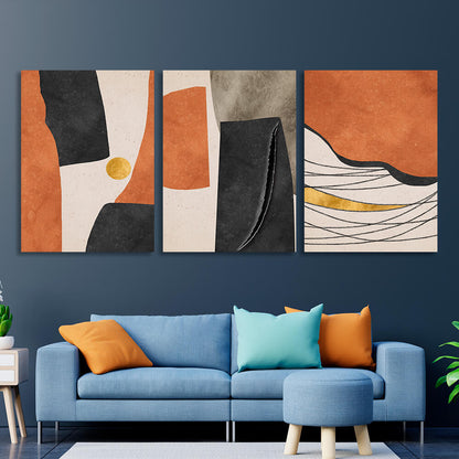 Modular abstract with a distinct orange color Multi Panel Canvas Wall Art Print