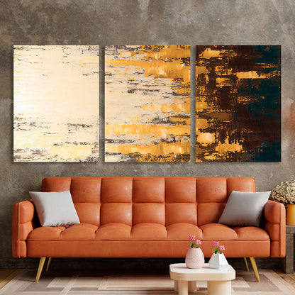 Modular sand-colored abstract Multi Panel Canvas Wall Art Print