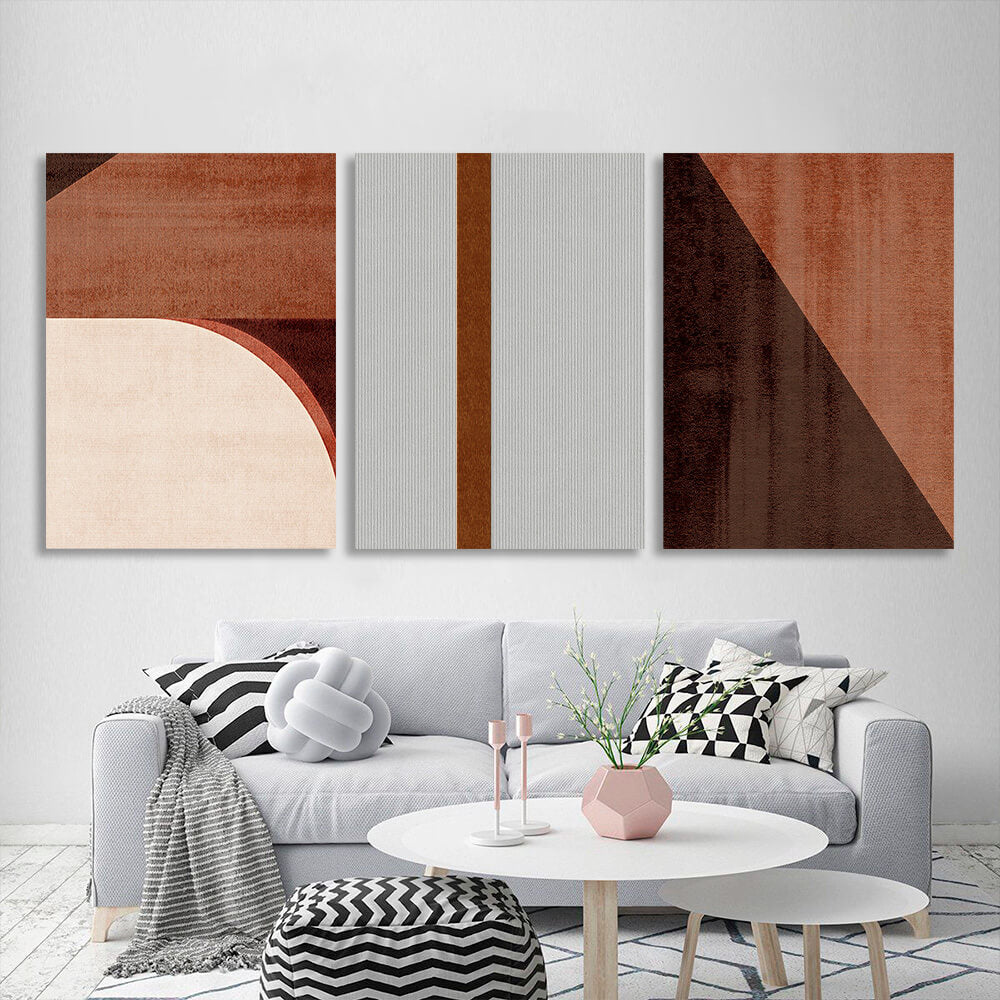 Modular abstract with a distinct brown color. Multi Panel Canvas Wall Art Print