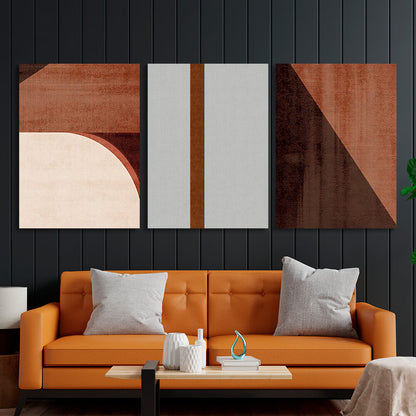 Modular abstract with a distinct brown color. Multi Panel Canvas Wall Art Print