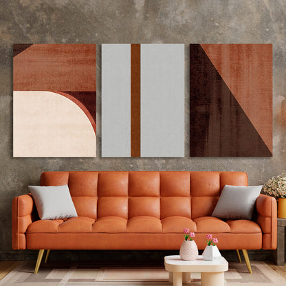 Modular abstract with a distinct brown color. Multi Panel Canvas Wall Art Print