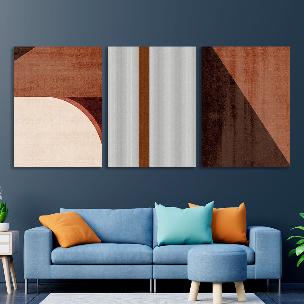 Modular abstract with a distinct brown color. Multi Panel Canvas Wall Art Print