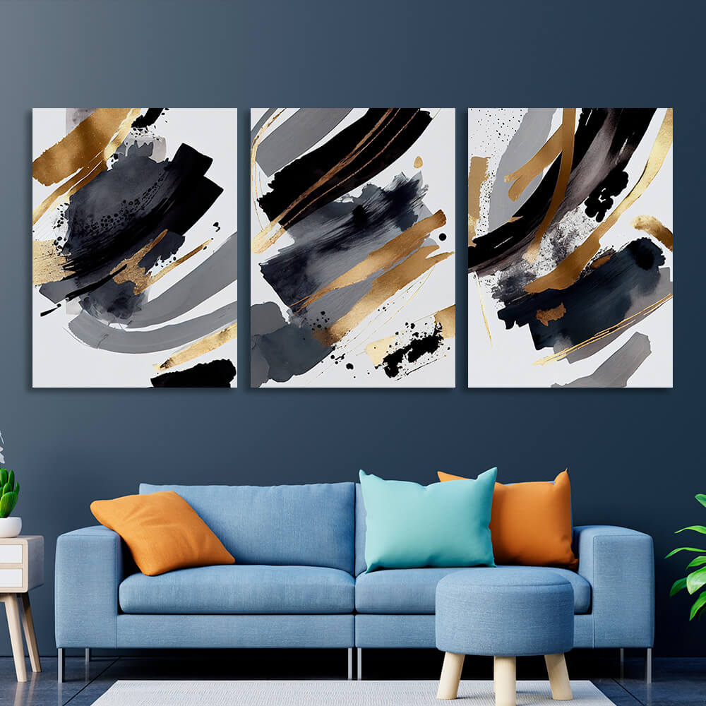 Modular dark abstract on a white background Multi Panel Canvas Wall Art Print