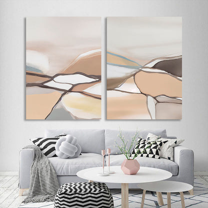 Modular pale abstract with lines Multi Panel Canvas Wall Art Print