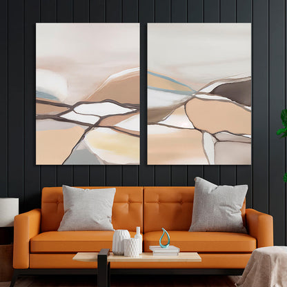 Modular pale abstract with lines Multi Panel Canvas Wall Art Print