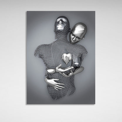 Figures of people in silver color Canvas Wall Art Print